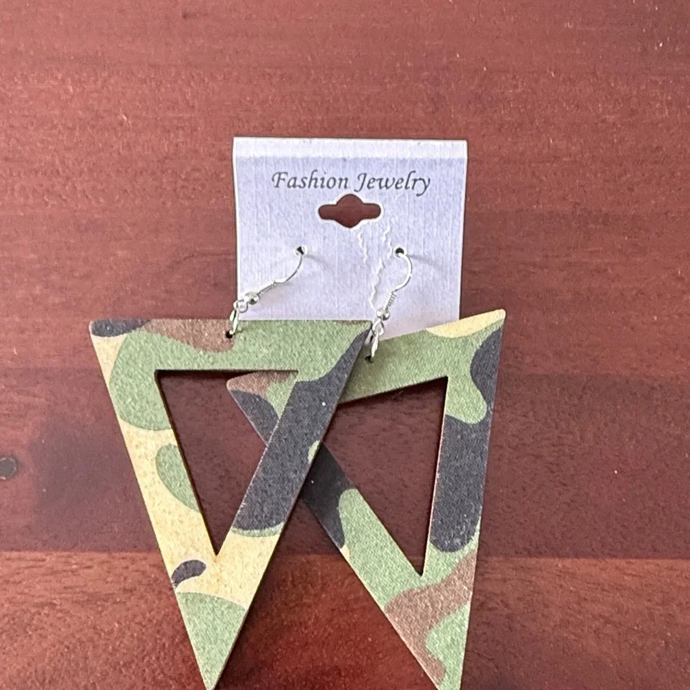 Geometric Camouflage Drop Earrings